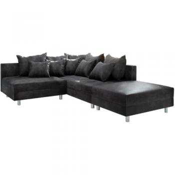Ecksofa Clovis Anthrazit Antik Optik mit Ottomane Rechts