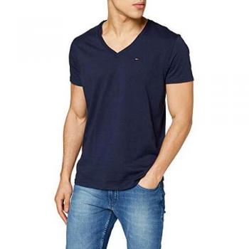 Tommy Hilfiger Blue Cotton Men's V-Neck T-Shirt - XXL