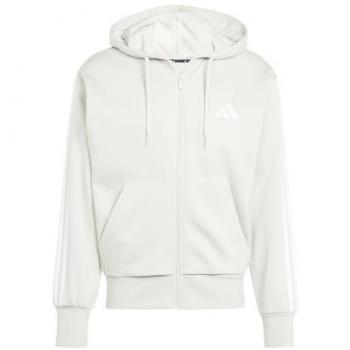 Felpa Con Zip Adidas Essentials 3 Stripes Fleece Bianco/Alumina