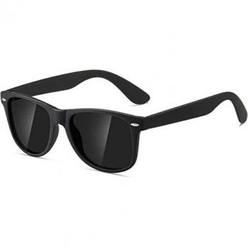 Kimorn Polarizzate Occhiali Da Sole Classico Unisex Corno In Rotazione Anni Retro AE0300 (Nero, 52)