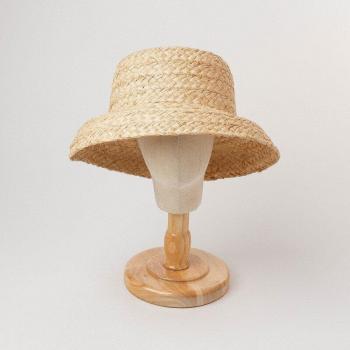 Kids Handmade Raffia Leisure Hat with Long Ribbon - 52cm