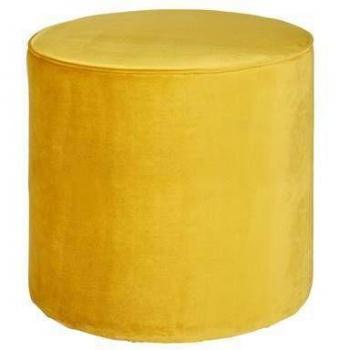 Pouf Ronde Velours Jaune – 46 × 46 × 46 cm