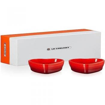 Le Creuset Set of 2 Heart Stoneware Ramekins - Cerise