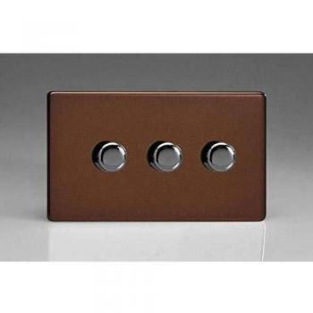 Screwless Mocha 3‑Gang Dimmer Switch