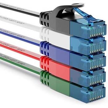 X 1m CAT6 Flaches Netzwerkkabel 1,5mm Flachbandkabel U-UTP RJ45 Bunt