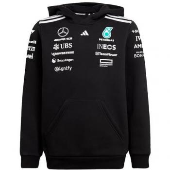 Sudadera Infantil Adidas con Capucha – Equipo Mercedes AMG Petronas F1, Color Negro