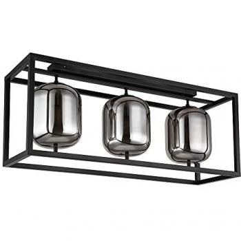 Deckenleuchte, schwarz, Glas rauch, L 77 cm