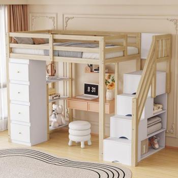 Cassettiera Okwish con Letto a Soppalco 90x200 cm