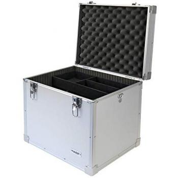 HMF Werkzeugkoffer robuste Alu Transportbox, Aufbewahrungsbox (mit Schultergurt), abschließbarer Universalkoffer, 41 x 33 x 36 cm, silber