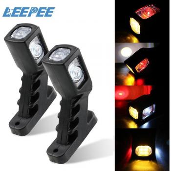 3-Face LED Clearance Marker Lamps for Trucks and Trailers - 10-30V, 4 LED Lights, Pair