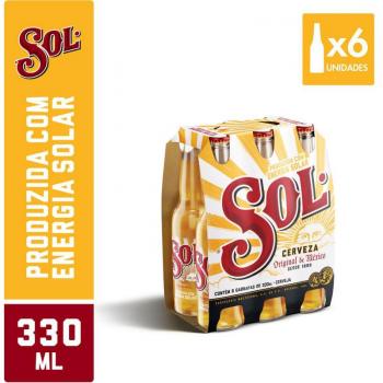 Cerveja Sol Lager 6 Unidades 330ml