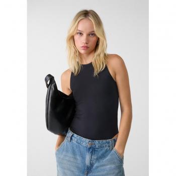 Stradivarius Polyamide Halter Neck Bodysuit - Black XS