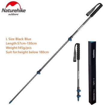 Bastón de Trekking Naturehike 135g, Fibra de Carbono, Bloqueo Externo, 3 Secciones, Portátil