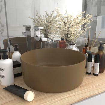 Lavabo en céramique rond de luxe - VIDAXL - Crème mat - 40x15 cm