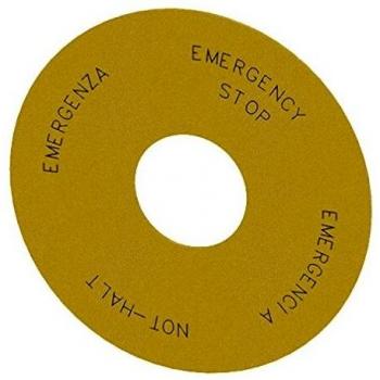 Placa de inscripción para usar con botón pulsador tipo seta de parada de emergencia Siemens