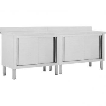 Torana - Tables Inox avec Système de Portes Coulissantes 2 pcs 240x50x(95-97) cm