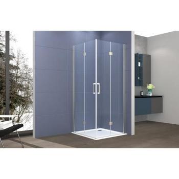 Eliosnap Box Doccia Angolare 80x80 cm – Doppio Soffietto, Cristalli Trasparenti 6 mm