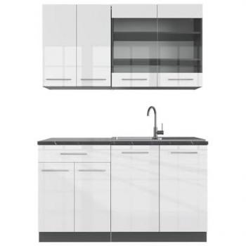 Cucina Fame-Line Bianco Lucido Antracite 140 cm