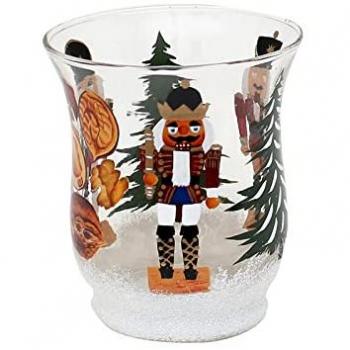 SIGRO Weihnachtliches Glasholz-Windlicht Ø 8 cm