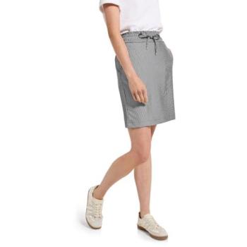 Minirock CECIL Damen M (40) Grün – Schwarz/Khaki, gestreifter Polyester-Viskose-Mix, Mini-Rock mit Knieumfang und Tunnelzugschnur