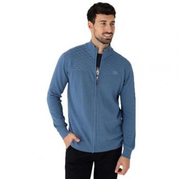 Jersey Azul Perkins Doble Textura con Cremallera – Casual