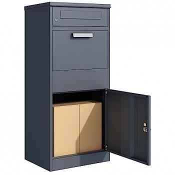 Toboli Boîte aux lettres sur pied gris anthracite – 500 × 370 × 1120 mm, capacité max 150 × 400 × 400 mm