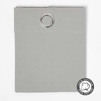 HOMESCAPES Homecapes Plain Off Grey Cotton Eyelet Curtains 117 x 137 cm