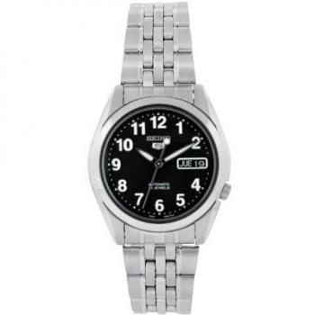 Seiko 5 Black Dial Silver Bracelet Automatic Watch SNK381K1