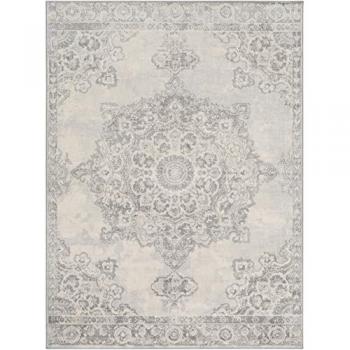 Surya - Alfombra de Salón Pelo Corto Vintage Oriental Gris y Marfil 130 x 180 cm