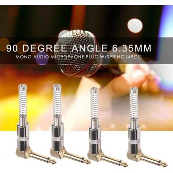 4Pcs Right Angle 6.3mm Male Mono Phone Plug