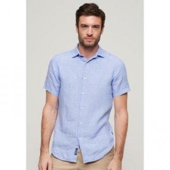 Superdry Studios Casual Linen Short Sleeve Shirt - Blue - M
