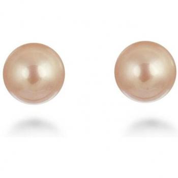 Luxenter: Pendientes de plata de ley con perla rosa y acabado en rodio