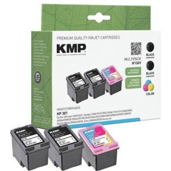 KMP H136V 3er-Set Druckerpatronen für HP 301 (schwarz, color)