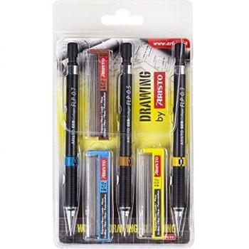 Set de porte-mine Aristo Geocollege 3 pièces HB 0,35/0,5/0,7mm noir