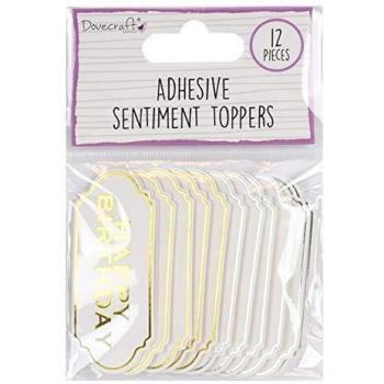 Dovecraft Adhesive Sentiment Craft Card Toppers - Happy Birthday - Pack of 12