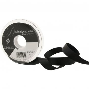 Berisfords 10mm Double Faced Satin Ribbon Black - Premium Quality