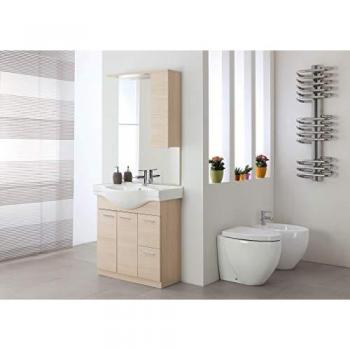 Mobile Bagno Legno Larice L. 82,5 cm con 2 Ante, 2 Cassetti e Specchiera