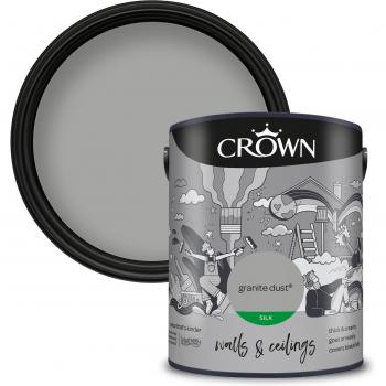 Crown Walls and Ceilings Silk Emulsion Paint, Granite Dust 5L