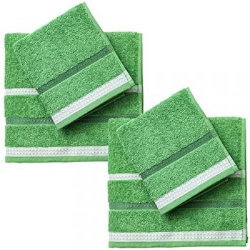 Set di 4 Asciugamani Benetton 100% Cotone Verde a Strisce