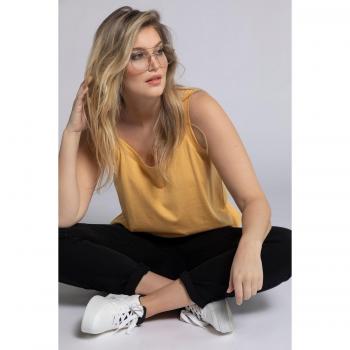 Plus Size Essential Spaghetti Strap Round Neck Cami Top, Women, Beige, Size 20/22, Synthetic Fibers/Cotton