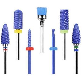 Set Professionale di Punte Trapano per Unghie Elettriche Blu