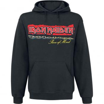 Iron Maiden Sweat à Capuche – POM Red Strip Logo Tracklist, Taille S‑XXL, Noir