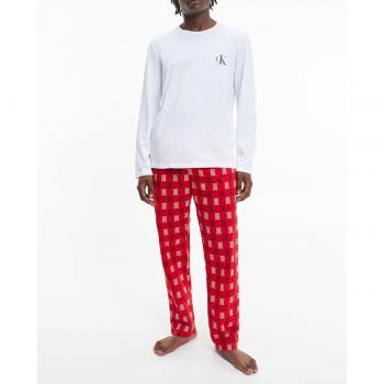 Pigiama Calvin Klein Maniche Lunghe Logo Lineare Bianco