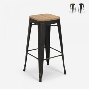Tabourets de Cuisine et de Bar - AHD Amazing Home Design - tabouret de bar et cuisine design métal bois style industriel style brush up - bois neutre