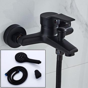Matte Black Wall-Mounted Bath Faucet
