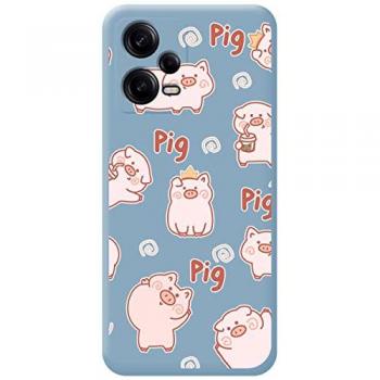 Tumundosmartphone Funda Silicona Líquida Azul Xiaomi Redmi Note 12 Pro+ Plus 5G Diseño Cerdos