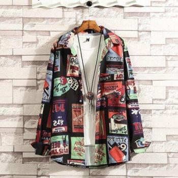 Men's Printed Cotton Full Sleeve Shirt with Turn-Down Collar