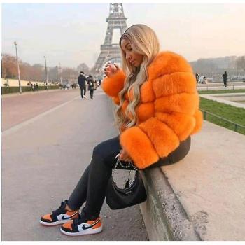 Capa Caliente Cuello Redondo Mujer 11Naranja