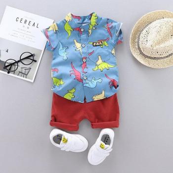 Summer Short‑Sleeved Dinosaur T‑Shirt for Baby Boys