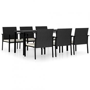 VidaXL 7 Piece Outdoor Dining Set Poly Rattan Black